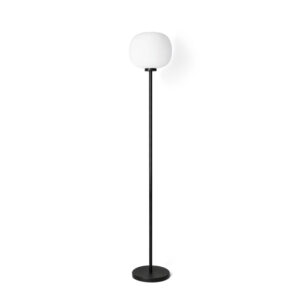 round black white floor lamp metal glass