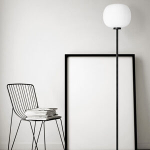 round black white floor lamp metal glass