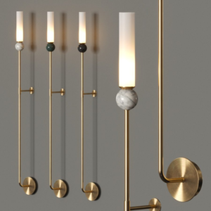 golden wall lamp metal marble cylinder
