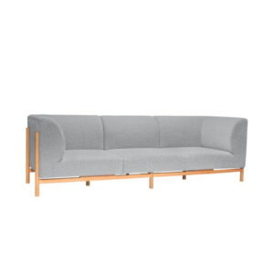 Grey polyester sofa with grey polyurethane foam filling and natural wood legs