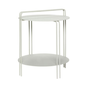 Round gray metal side table