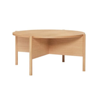 Round oak wooden coffee table natural veneer legs