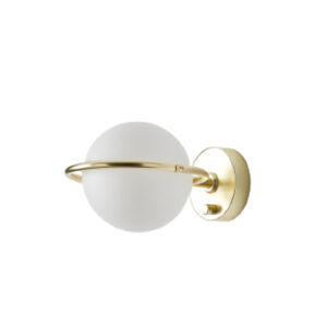 wall-mounted glass bowl with white and gold metal