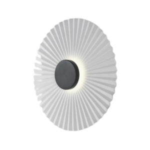 Round black and white resin and steel wall light