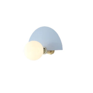 Blue glass wall sconce with white half-moon