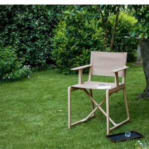 beige folding outdoor garden chair
