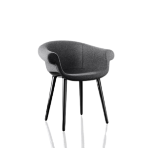 Chair upholstered in black fabric