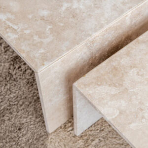 Travertine Living Room Table Beige Support