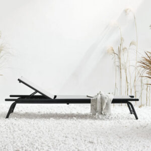 outdoor metal chaise longue black gray