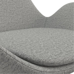 Grey Fabric Armchair with Black Metal Footstool