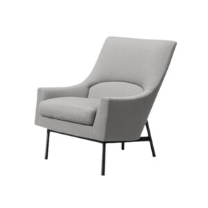 Grey fabric armchair with metal base