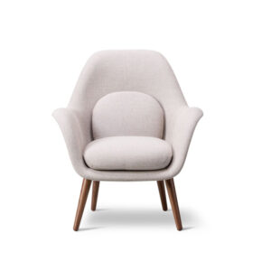 Beige fabric upholstered armchair